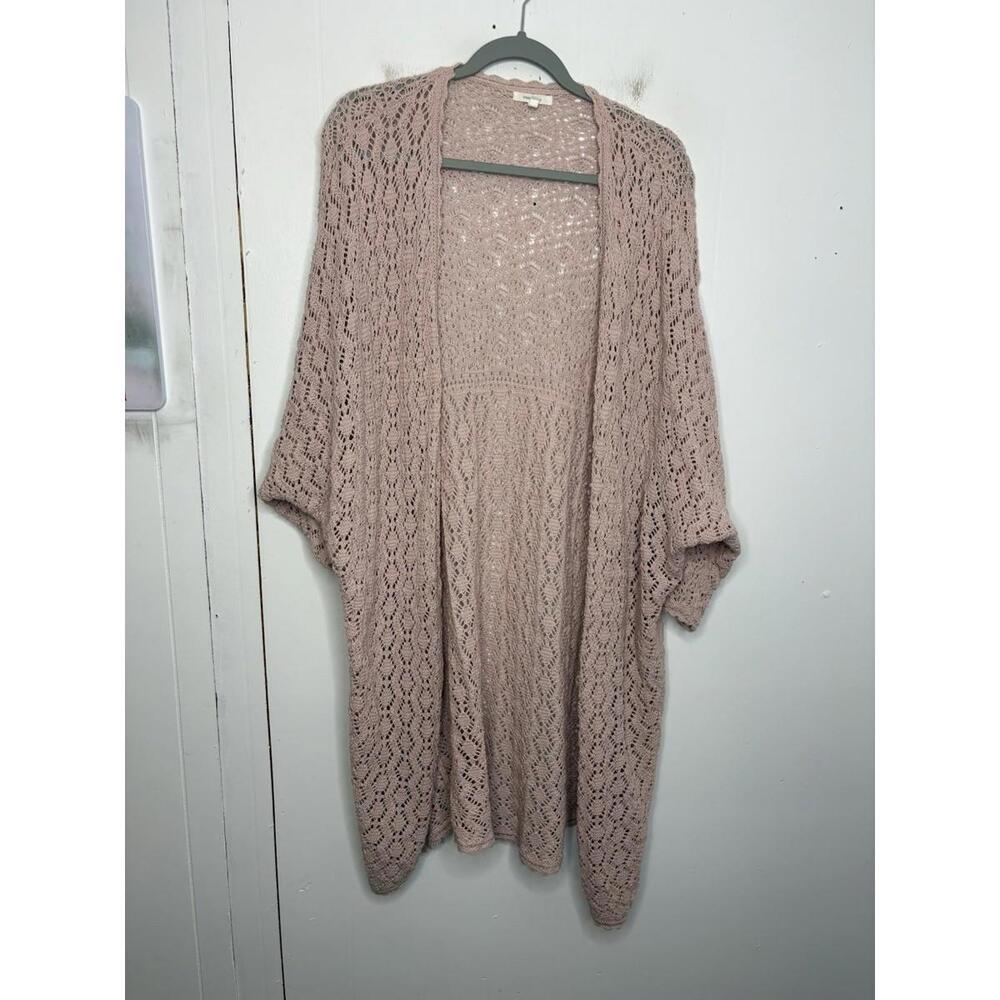 Maurices Open Front Crochet Cardigan in Blush Pink